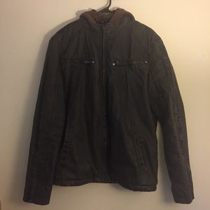 Guess Leather Hooded Sweatshirt Hoodie Jacket